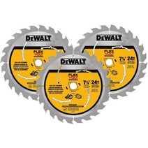 원형 톱날 DEWALT FLEXVOLT 7-1/4-Inch Circular Saw Blade 24-Tooth 3 Pack (DWAFV37243), 한개옵션0