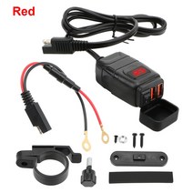 YOSOLO-오토바이 고속 충전기 QC 3.0 듀얼 USB 디지털 전압계 어댑터 ON OFF 스위치 차량 장착형 모토 액세, 01 RED