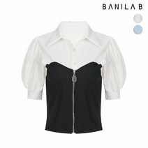 [바닐라비] 여성 볼륨 지퍼 탑 레이어드 블라우스