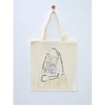 핫픽스 모티브 에코백 숄더백 보조가방 캔버스백 장바구니 큐빅가방 - 주머니속 고양이