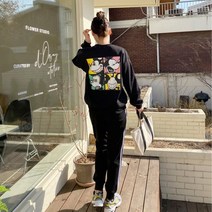 여성 캐릭터 트레이닝복세트 디즈니 미키 조거팬츠룩