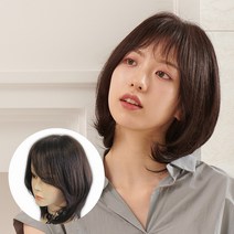 아미모 가발 단발 중단발 샤기 여자 인모 항암 [AM-W0510], 자연검정, 중, 1개