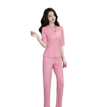 병원코디네이터유니폼 스파 유니폼 마사지 작업복 발 치료사 여성, 분홍색+XL