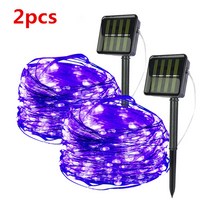 야외 정원 마당 루프탑 태양광 조명 태양열 끈 패어리 라이트 10m 100LED 5M 50 LED 방수 야외 화환 태양광 램프 크리스마스 정원 장식, 2pcs purple_30M 300LED