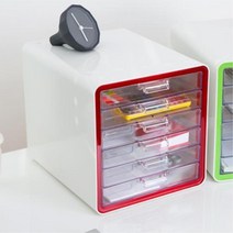 a4용지보관함 6단 투명서랍 서류정리함 이면지보관함, RED