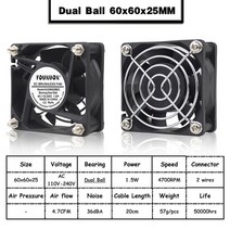 CPU쿨러 ec 축 팬 60mm 80mm 90mm 120mm 볼 브러시리스 팬 ac 팬, 6025 듀얼 볼