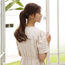 픽앤웨어 슬림 집게핀 포니테일 씨컬펌 묶음머리 부분 가발, 투톤브라운