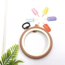 엔조이스티치/ 고무수틀 플라스틱 원형수틀 -아이보리 핑크 소라/ 프랑스자수/ 십자수/ 액자용 수틀, 우드