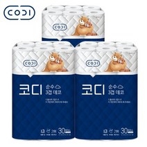 코디 화장지 순수 3겹 데코 30롤 30m 쌍용 CODI 정품 두루마리휴지 롤휴지, 쌍용코디3겹30롤30m