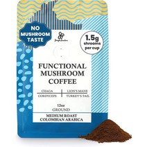 미국직구 정글 파우더 버섯 커피 미디엄 로스트 그라운드 콜롬비아 아라비카 30인분 4송이 버섯 블렌드 포커스 & 메모리 브레인 부스터 소음 시스템 버섯 서플먼트 어답트 음료, 수량, 상세참조