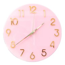 파스텔 핑크 크룩 인테리어 벽시계 무소음 지름 30cm, 골드 무드