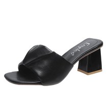 타니즈 아고 여름 사무실 셔링 주름 뮬 슬리퍼 (7cm)