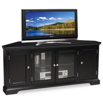 Leick Black Hardwood Corner TV Stand 56-Inch, 1