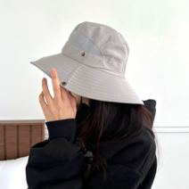 하이든 여성 햇빛가리개 등산모자 사파리 캠핑 챙모자, 그레이