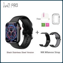 스마트워치IWO W57 MAX 남성용 스마트 시계 SmartWatch NFC 1.95IPS 대형 화면 428*518 해상도 380mAh 배터, 29 Black stainlesssteel