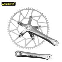 디스크크랭크 자전거 자전거암 교체 세트 자전거부품 용품 튜닝 Litepro 접이식 자전거 BMX 사각 구멍 너비 이빨 48/50/52/54/56/58T 싱글 디스크 체인 휠, 50톤, 실버 크랭크축 그룹