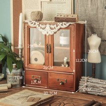 빈티지 예쁜 원목 수납장 좁은 공간 미니 진열장 정리장 가구, 브라운 원목 수납장