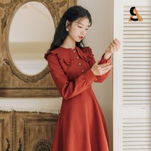 SAMARA 빅 카라 플레어 스커트 복고풍 경성원피스