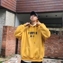 앞포켓 오버핏 남자 겨울 보온 기모후드티 남성티셔츠