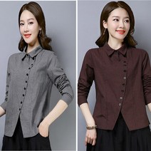 여자 가을 봄 셔츠 여성 체크 엣지 블라우스 면 잔체크 자켓 캐주얼 셔츠 3컬러