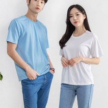 커플티 반팔티 쿨론 라운드티 무지 기본티 여름 옷