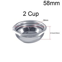 커피 바텀리스 포타필터 용 바구니 도징 링 51mm 53mm 58mm 1/2/4 컵 및 블라인드 보울 필터 교체 필터, 58mm 2 Cup