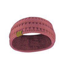 C.C 부드럽고 신축성 있는 겨울용 따뜻한 케이블 니트 퍼지 안감 이어 워머 헤드밴드 브라이트 믹스, Mauve Ribbed