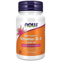 NOW 비타민 D3 2000IU 120정 소프트젤 고효능, 120 Count (Pack of 1)