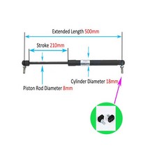 스트럿바 보강 지지대 1PC 350-500mm 20kg/200N/44LB 범용 스트럿 바 가스 스프링 지원 부팅 보닛 자동차, 12 500mm-B