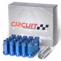 Circuit Performance 애프터 마켓 휠용 단조 스틸 확장 오픈 엔드 육각 러그 너트: 12x1.25 블루 - 20 피스 세트 + 공구