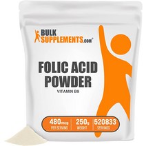 BulkSupplements.com 엽산 분말 - 보충제 비타민 B9 여성용 800mcg 산전 비타민250그램 8.8온스, [06] 8.8온스(1팩)