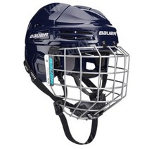 아이스하키헬멧 바우어 아이스하키 하이바 보호 헬멧, 스팟 다크 블루 착용 마스크 M 사이즈