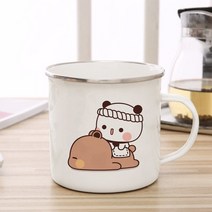 북유럽 머그컵 만화 우유 모카 곰 가슴과 낙서 에나멜 컵 커피 차 컵 귀여운 물 252, 10