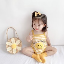 3개월아기옷 아기바디슈트 민나시 스마일 바나나 민소매 조카 옷선물