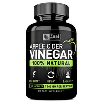 Zeal Naturals 100% Natural Raw Apple Cider Vinegar 질 내추럴스 애플 사이더 비니거 1560mg 120캡슐
