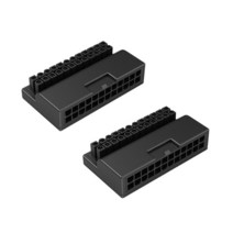 파워 ATX 24 핀-90 도 전원 플러그 어댑터 5V ARGB 메인 보드 마더 공급 장치 케이블 커넥터 DIY 장착 액세서리, [04] 2pcs black, 04 2pcs black