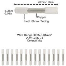 스트립 코일 화이트 프 단자 케이블 스플라이스 슬리브 터미네이터 열 수축 버트 전기 와이어 커넥터 26-, 05 200PCS