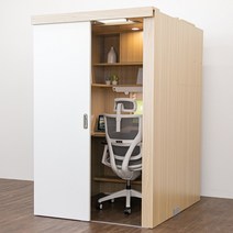 아이디어스터디 1인실 독서실책상 스터디룸 슬라이딩도어 오른쪽문 슐레이먼오크, 책상단품, 뉴 와이드 자연광 POWER LED 그린+천장LED등, 바른자세 스마트패널+독서용 책거치대