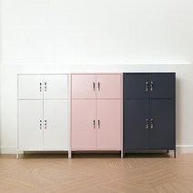 에보니아 [에보니아] 블랑 철제 3단 4문 케비닛 수납장, 화이트