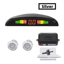 주차 센서 키트 2 센서/4 22mm LED 스크린 역방향 레이더 사운드 경고 표시기 시스템 8 색, 03 Silver 2 Sensors