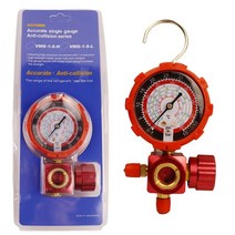 매니폴더 게이지 매니폴드 압력 800PSI 냉매 압력계 에어컨 및 밸브 A R22 a 용, [01] RED