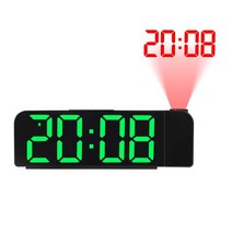 LED전광판 2023 새로운 테이블 시계 간단한 거울 컬러 LED 전자 프로젝터 스누즈 디지털 알람 침실 N38, [04] green light clock