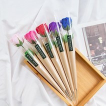 심플 한송이 비누장미 크라프트꽃다발 [5color], 핫핑크