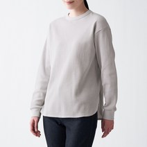 무인양품 MUJI 여성 면혼방 와플편직 긴소매 티셔츠 BBC14A1S