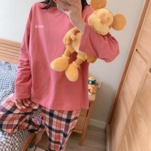 [소공원]체크무늬 숙면잠옷세트 수면 홈웨어 집에서 편하게입는 잠잘자는방법 집콕 집순이, 순면체크바지잠옷세트블랙브라운체크XL