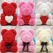 장미 곰돌이 40cm 이벤트꽃 프로포즈 로즈베어 장미꽃 인형 프로포즈 발렌타인데이 화이트데이 특별한날 결혼 입학식 졸업식 기념일 크리스마스 선물 곰인형꽃다발_쯔야코드, 소형리본:피치[OPP포장]