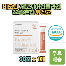 비오틴 저분자어린콜라겐 22종 혼합유산균 30포 스틱형 블루베리맛 낙산균 유산균사균체 락토바실러스 플란타럼 가세리 스틱 분말 40대 50대 중년 추천