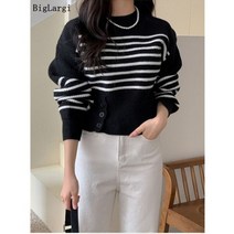 여성야구점퍼 봄 야잠 과잠바 가을 니트 스트라이프 스웨터 여성 긴 소매 레이지 Oaf 점퍼 풀오버