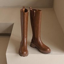 여성 승마 부츠 통기성 가죽 롱 미들 부츠 승마 무릎 부츠 여성용 두꺼운 겨울 나이트 부츠 무릎 높이 긴, 01 브라운_04 39