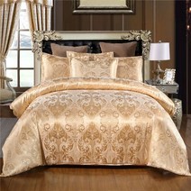 고급 침구 세트 CLAROOM JACQUARD DUVET COVER 실크 침대 시트 KING QUEEN 이불 커버, Gold|200x200cm(AU Double)